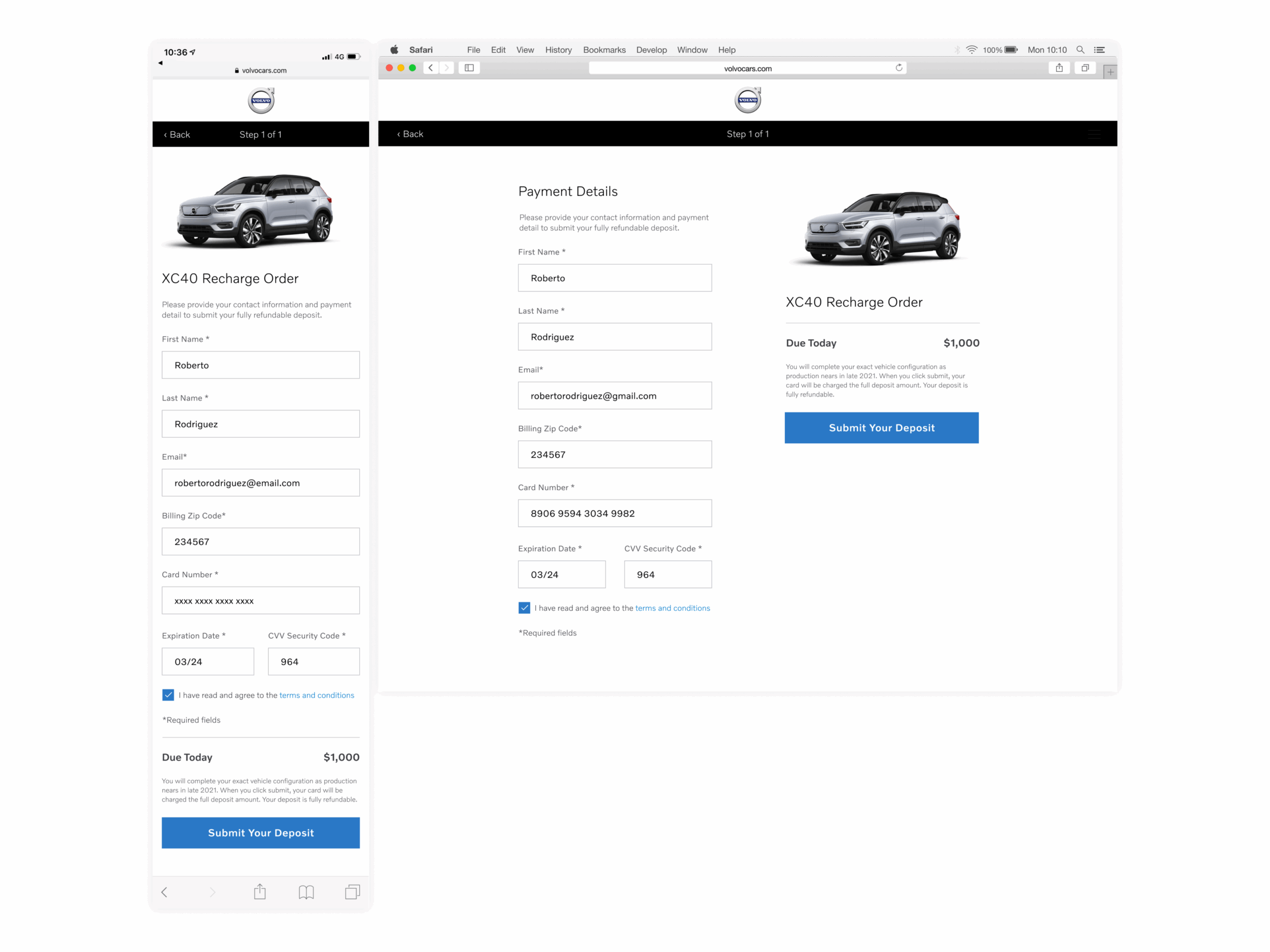 XC40 Recharge – Pre Order Layout